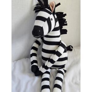 Pillowfort Zebra 19" Plush BlackWhite Striped Mini Pillow Stuffed Velcr@ on legs